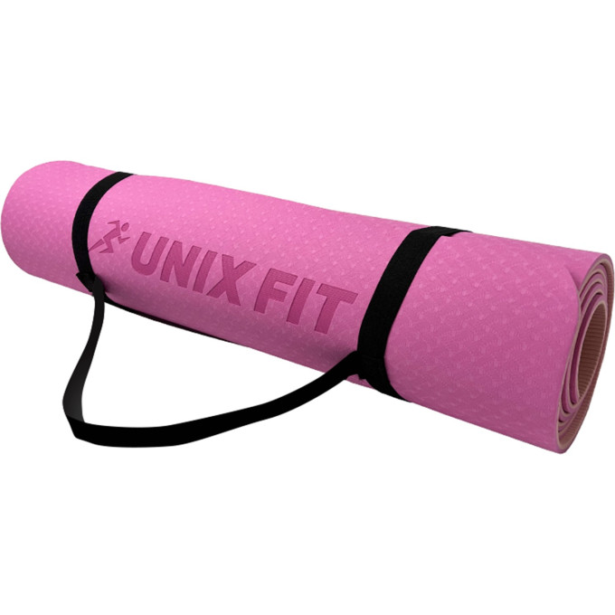 Коврик для йоги и фитнеса UNIX FIT двусторонний, 180 х 61 х 0,8 см, двуцветный, розовый YMU8MMPK